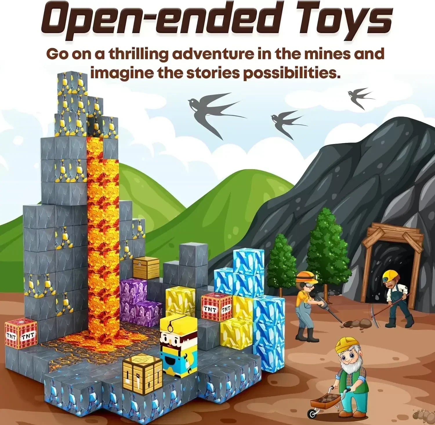 Blocos de Construção Magnéticos Mundo da Mina Conjunto de Cubos Magnéticos para Menino Menina Criança