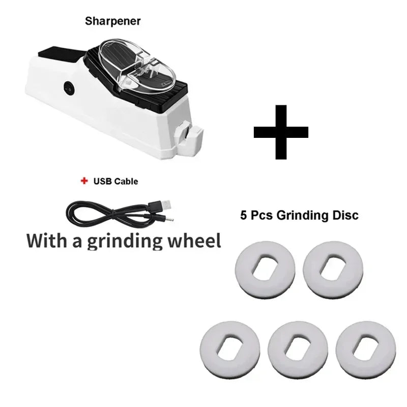 USB Electric Knife Sharpener Whetstone Knives Scissors Diamond Fine Grinding Blade with Cover Sharpener Professional Cocina